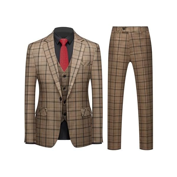 Slim Plaid Three-Piece Suit